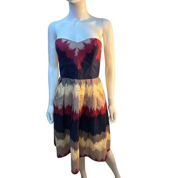 Anthropologie Corey Lynn Calter Strapless Painted Stripe Dress Size 4, EUC - Picture 1 of 6